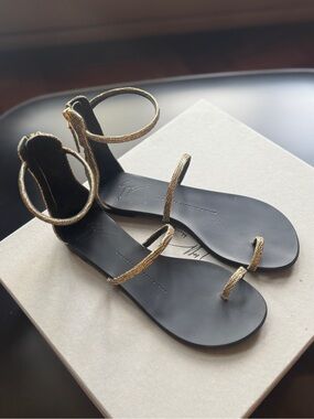 Giuseppe Zanotti Gold Glitter Strap Sandals